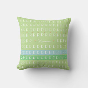 pastel green with custom name and initial nice outdoor pillow