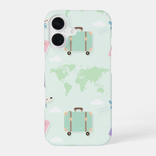 Pastel green with travel doodle iPhone Case