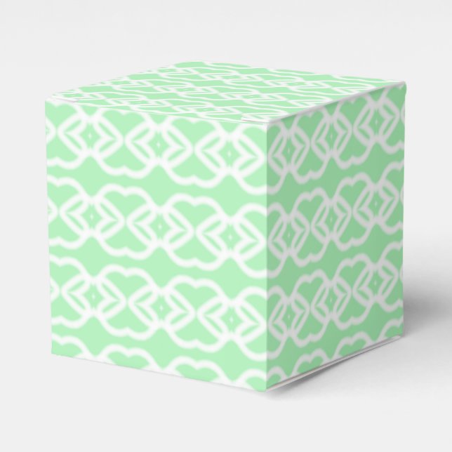 Pastel green with white fencing pattern on favor boxes (Front Side)
