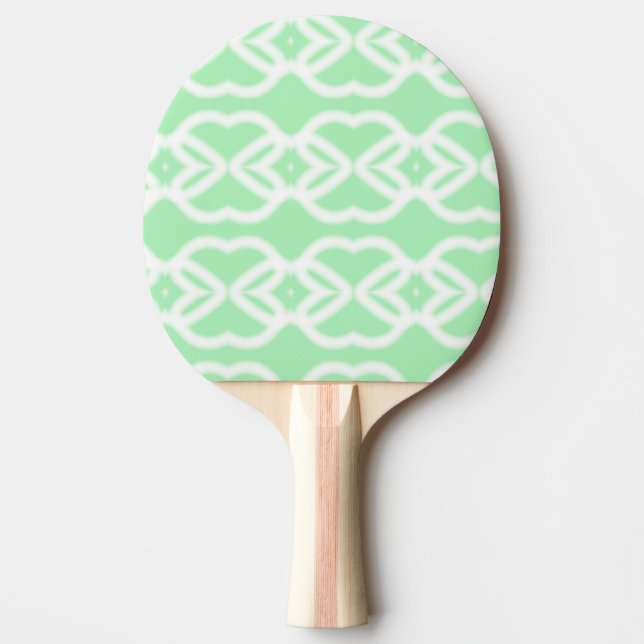 Pastel green with white fencing pattern on ping pong paddle (Front)