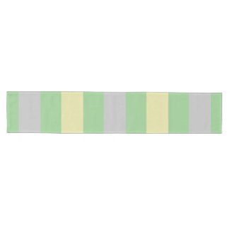 PASTEL=GREEN, YELLOW AND GRAY STRIPES MEDIUM TABLE RUNNER