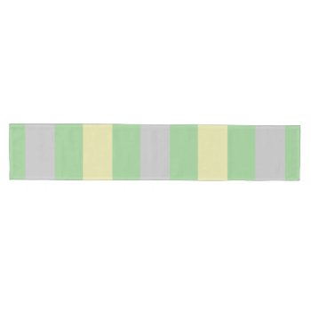 Pastel=green  Yellow And Gray Stripes Medium Table Runner by whatawonderfulworld at Zazzle
