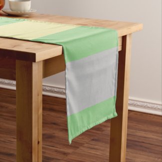 PASTEL=GREEN, YELLOW AND GRAY STRIPES MEDIUM TABLE RUNNER