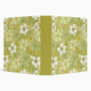 Pastel Green & Yellow Flower Pattern 3 Ring Binder