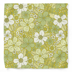 Pastel Green & Yellow Flower Pattern Bandana