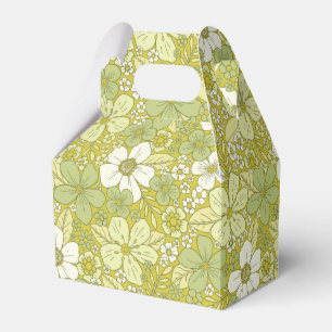 Pastel Green & Yellow Flower Pattern Favor Boxes