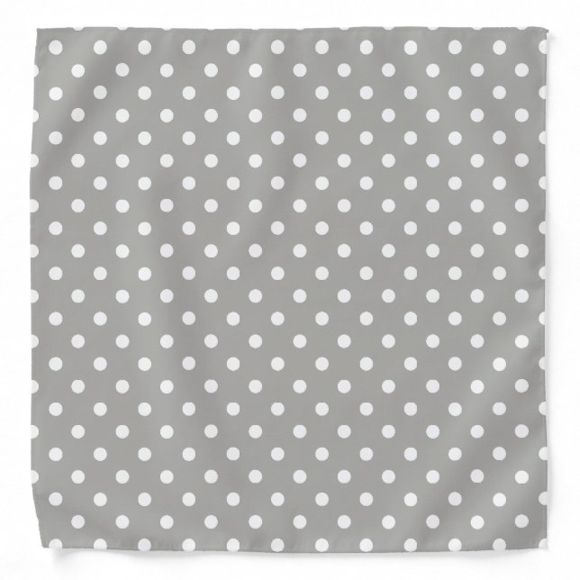 Pastel Grey And White Polka Dot Pattern Bandana (Front)