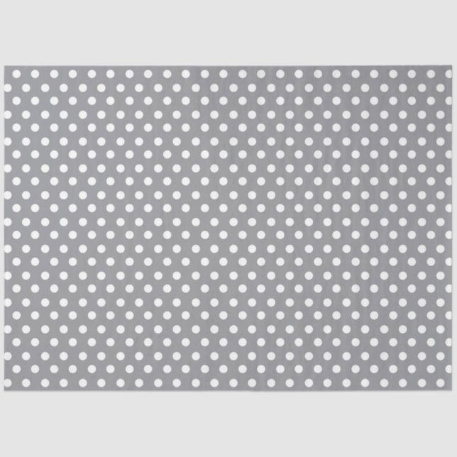 Pastel Grey Background with White Polka Dots Tissue Paper (Front)
