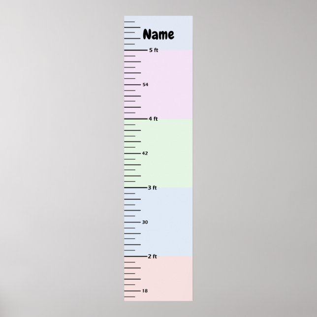 Pastel Growth Chart Add Child's Name Add Clip Art (Front)
