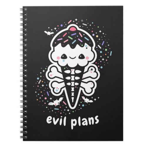 Pastel Grunge Cute Ice Cream Skull Notebook