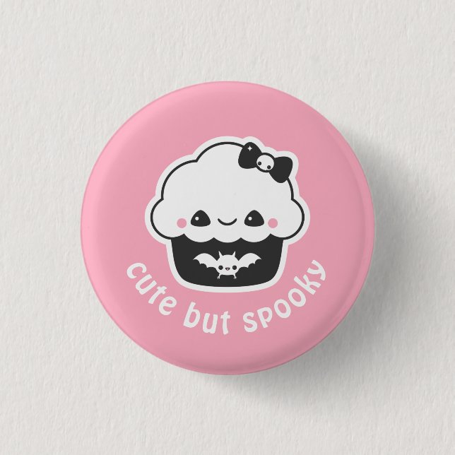 Pastel Grunge Spooky Cute Cupcake Button (Front)