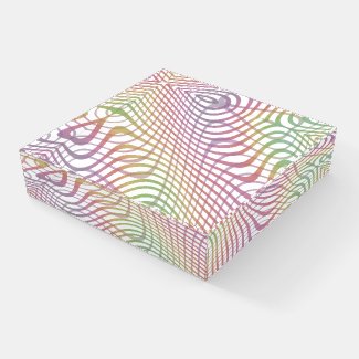 Pastel Guilloche Geometric Square Paperweight