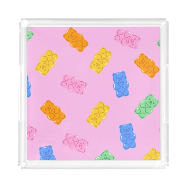 Pastel Gummy Bear Aesthetic Acrylic Tray (Front)