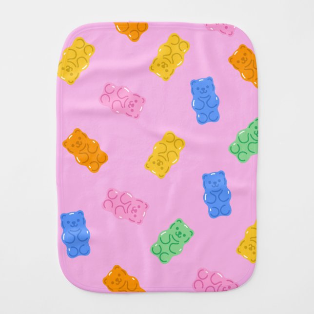 Pastel Gummy Bear Aesthetic Baby Bib (Front)