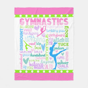 Pastel Gymnastics Words Typography Fleece Blanket