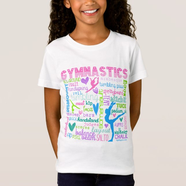 Pastel Gymnastics Words Typography T-Shirt (Front)