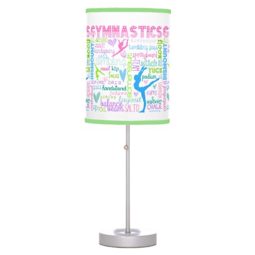 Pastel Gymnastics Words Typography Table Lamp