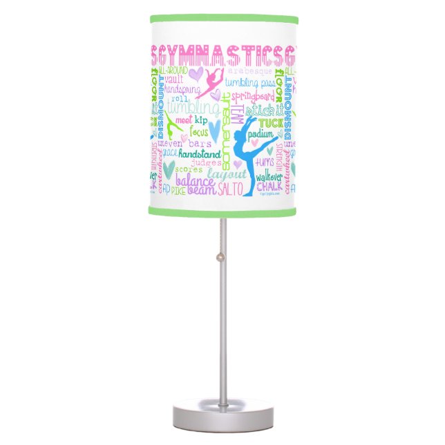 Pastel Gymnastics Words Typography Table Lamp (Front)