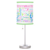 Pastel Gymnastics Words Typography Table Lamp (Right)