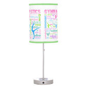 Pastel Gymnastics Words Typography Table Lamp (Back)