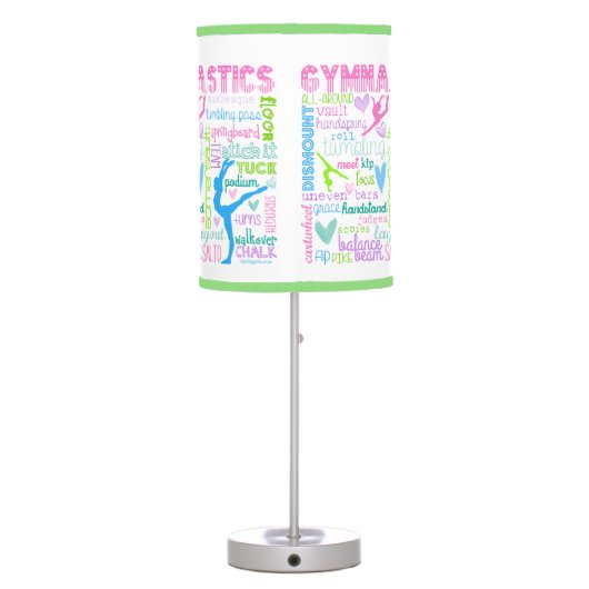Pastel Gymnastics Words Typography Table Lamp (Back)