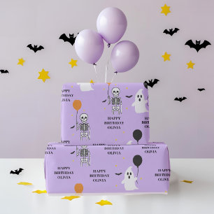 Pastel Halloween Birthday Wrapping Paper