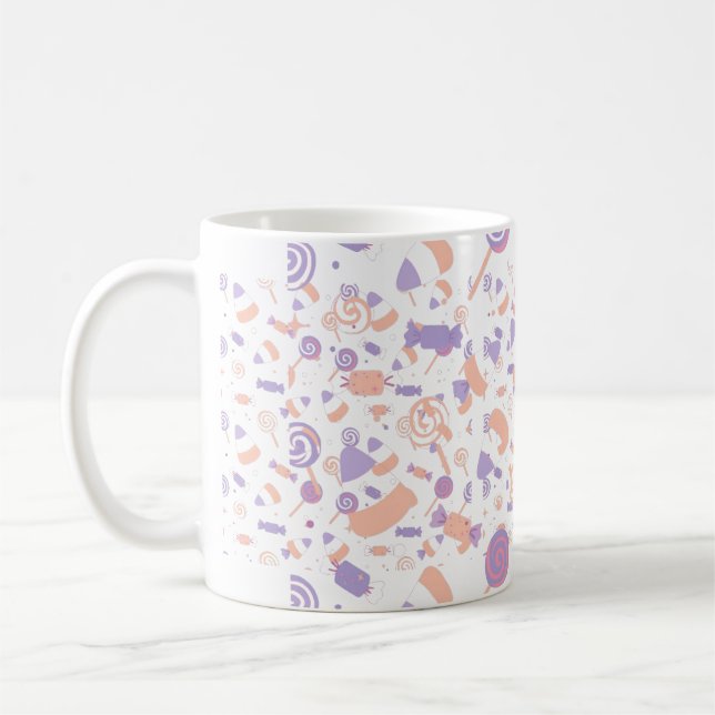 Pastel Halloween Candy Cute Pattern Coffee Mug (Left)