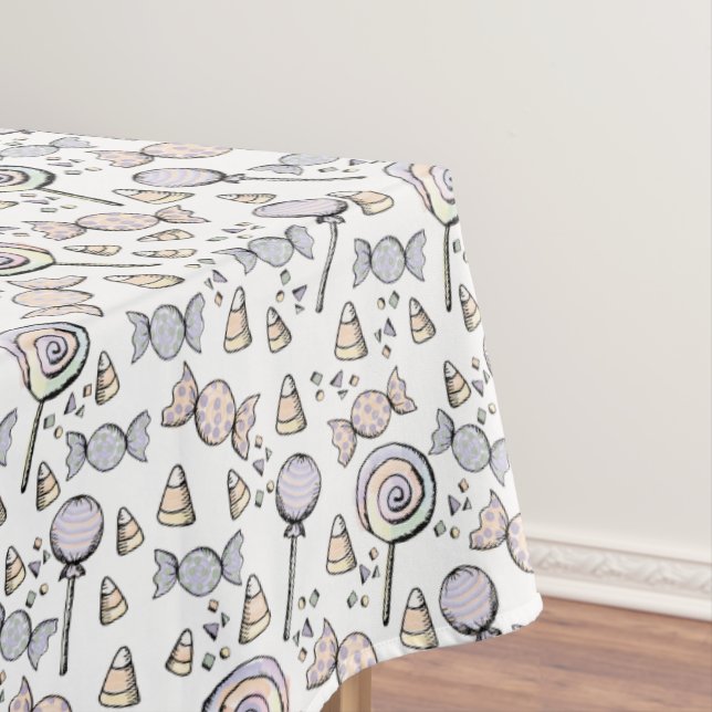 Pastel Halloween Candy Theme Kids & Baby Party Tablecloth (In Situ)