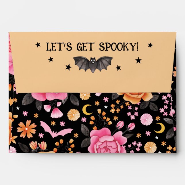 Pastel Halloween Cute Bats and Spooky Florals Envelope (Back (Top Flap))