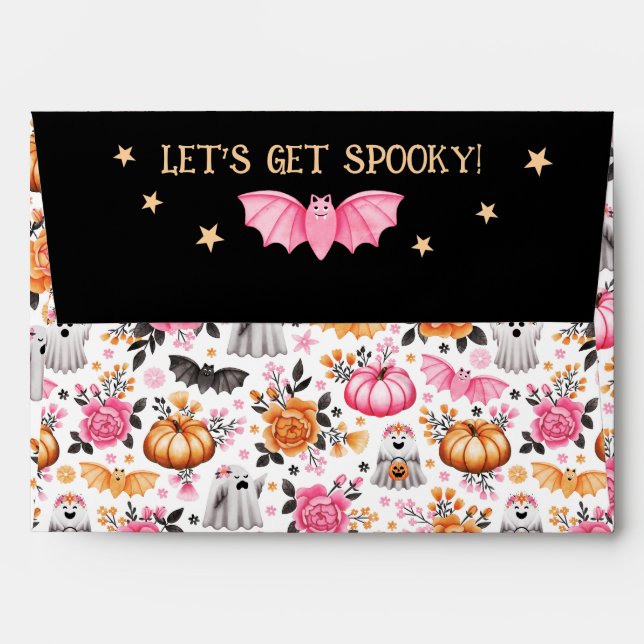 Pastel Halloween Cute Bats, Ghosts and Pumpkins Envelope (Back (Top Flap))