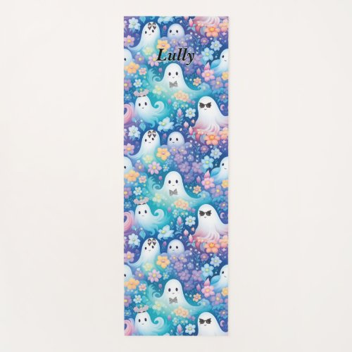 Pastel Halloween Cute Ghost Retro Floral Girly Yoga Mat