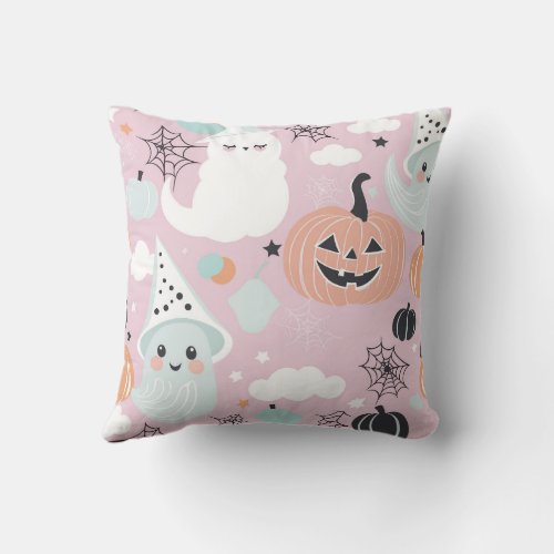 Pastel Halloween Delight  Throw Pillow