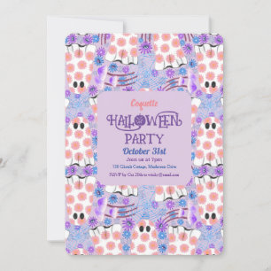 Pastel Halloween Floral Ghosts Invitation