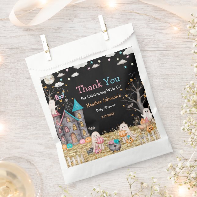Pastel Halloween Gender Reveal Baby Shower Favor Bag (Clipped)