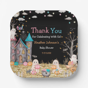 Pastel Halloween Gender Reveal Baby Shower Paper Plates