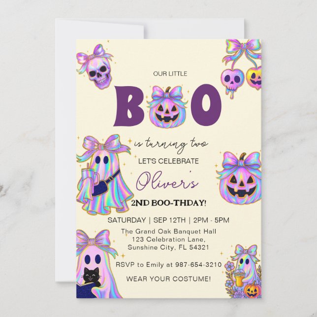 Pastel Halloween Girl Birthday Invitation, Spooky  Invitation (Front)