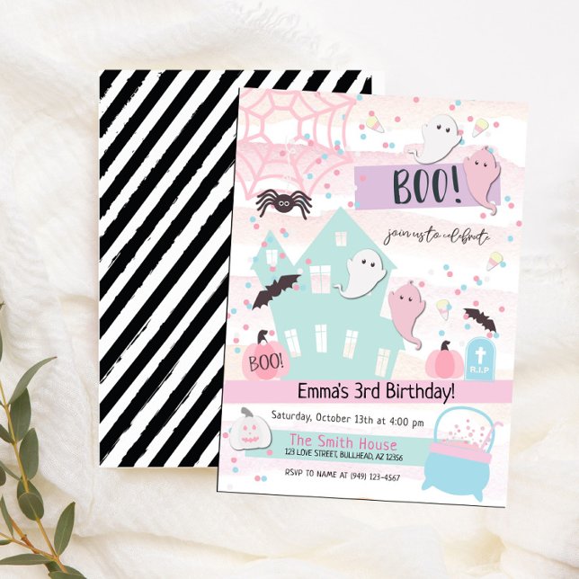 Pastel Halloween Party Kids Birthday Invitation (Creator Uploaded)