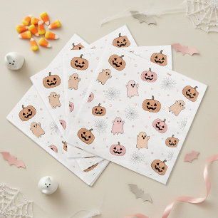 Pastel Halloween Pumpkins Ghosts Pattern ID1326 Paper Dinner Napkins