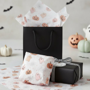 Pastel Halloween Pumpkins Ghosts Pattern ID1326 Tissue Paper