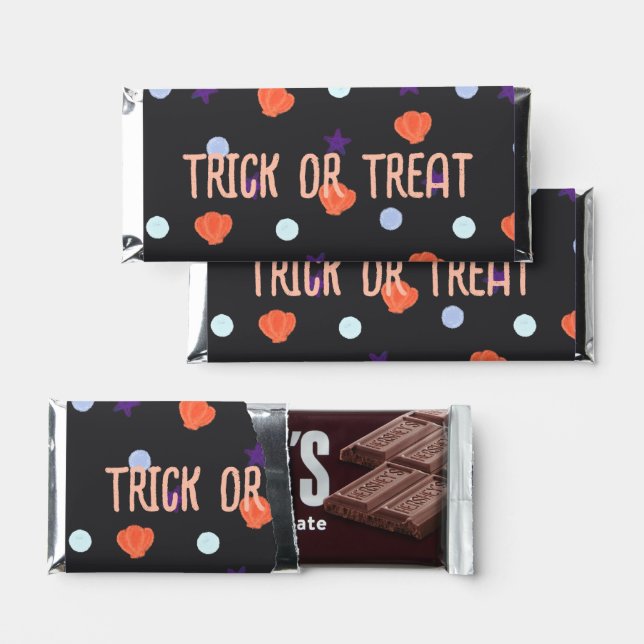 Pastel Halloween Seashells & Sea Stars in Black Hershey Bar Favors (Front)