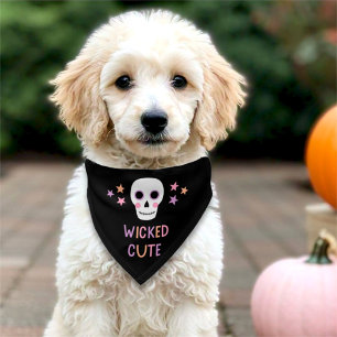 Pastel Halloween Skull and Stars Wicked Cute Pet Bandana Collar