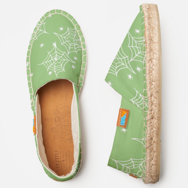 pastel halloween spiderweb cobweb green  espadrilles (Side)