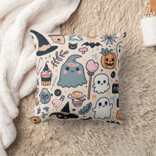 Pastel Halloween Spooky Pattern - Cute Throw Pillow