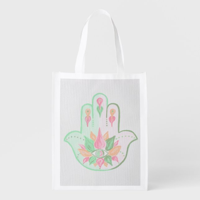 Pastel Hamsa Grocery Bag (Front)