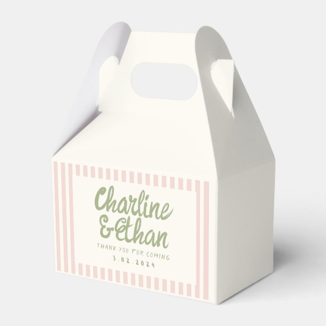 Pastel Handwriting Retro Wedding Favor Boxes (Front Side)