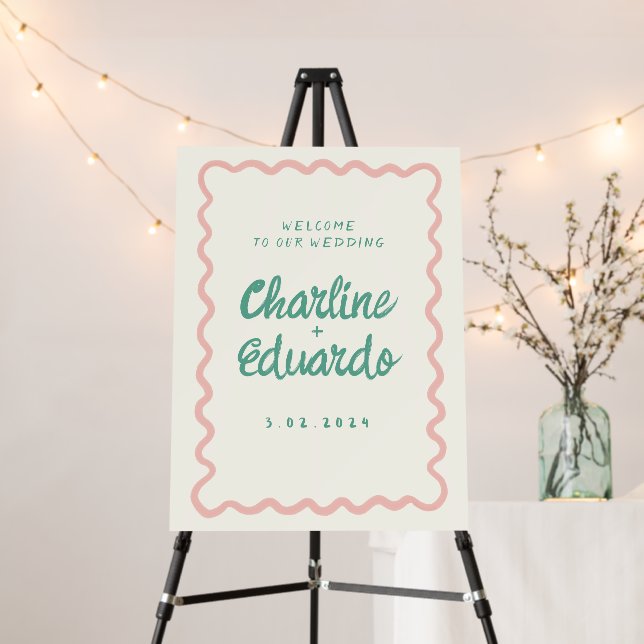 Pastel Handwriting Retro Wedding  Foam Board (In Situ (Stand))