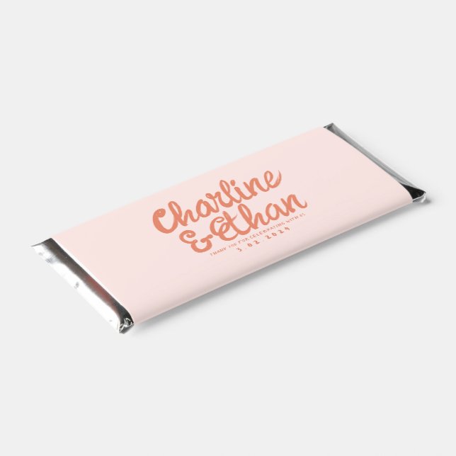 Pastel Handwriting Retro Wedding Hershey Bar Favor (Angled)