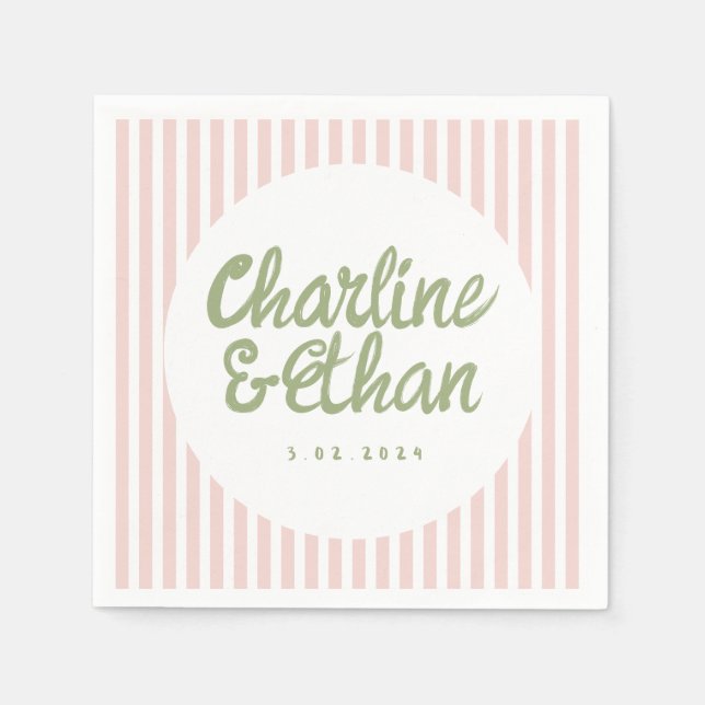 Pastel Handwriting Retro Wedding Napkins (Front)