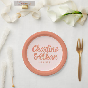 Pastel Handwriting Retro Wedding Paper Plates