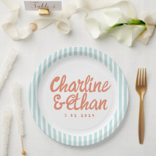 Pastel Handwriting Retro Wedding  Paper Plates